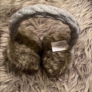Girls Gray Sweater and Faux Fur Ear Muffs